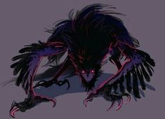 an alien creature with purple eyes and claws