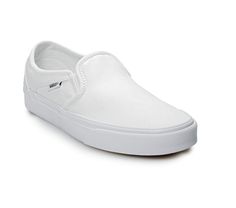 Comfortable Slip-on Skate Shoes With Vulcanized Sole, Comfortable Slip-on Skate Shoes For Streetwear, Comfortable Vans Slip-on Sneakers, Vans Skate Shoes With Textured White Sole, Comfortable Slip-on Skate Shoes With Branded Insole, Comfortable Slip-on Skate Shoes, White Textured Sole Sneakers For Skateboarding, White Vans Slip-on Sneakers With Round Toe, White Casual Vans Slip-on Sneakers