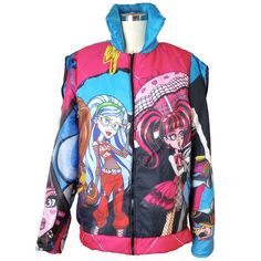 One of a kind piece, Monster High adult puffer jacket. It has pockets on the inside. gothic fashion dark fashion witchy fashion alternative gothic clothing witchy fashion bats monster high Draculaura Monster High Draculaura, Edgy Looks, Black Face Mask, Beautiful Mask