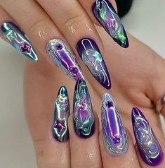 Cosmic Nails, Glass Nails Art, Hippie Nails, Happy Nails, Make A Decision, Glass Nails