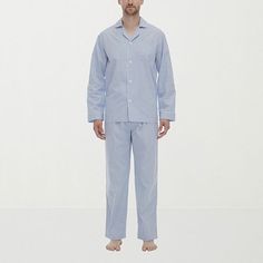 Lightweight, soft cotton pajamas are ideal for the traditional gentleman.# Pieces In Set: 2Included: 1 Pajama Pant(s)1st Piece Description: Top1st Piece Collar: Notch Collar1st Piece Pockets: 1 Chest Slip Pocket(s)1st Piece Apparel Length: 29 Inches1st Piece Fabric: Poplin1st Piece Fiber Content: 100% Cotton1st Piece Care: Machine Wash, Tumble Dry2nd Piece Description: Pants2nd Piece Closure Type: Drawstring, Full Elastic2nd Piece Inseam: 30 In2nd Piece Apparel Length: 40.75 Inches2nd Piece Fabr Classic Cotton Sleepwear For Pajama Party, Classic Blue Sleepwear For Bedtime, Blue Classic Sleepwear For Pajama Party, Classic Blue Sleepwear For Pajama Party, Soft Cotton Pajamas, Pajama Pant, Cotton Pyjamas, Mens Pants, Pajama Set