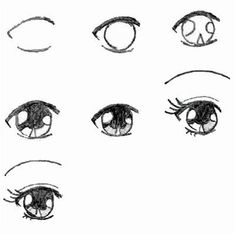 an image of different types of eyes drawn by someone's hand, with one eye closed