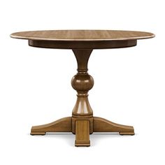 a round wooden table with two pedestals on each side and an oval shaped top