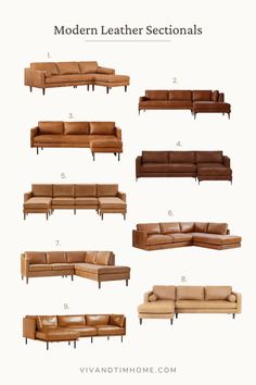 modern leather sectional sofas with different styles and sizes