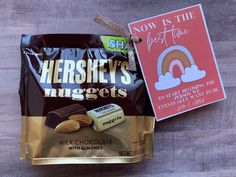 a bag of hershey's nuggets next to a package of chocolate