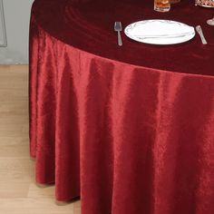 120 Premium Velvet Round Tablecloth - Burgundy Round Table Sizes, Pc Design, Match Velvet, Wine Sale, Party Table Settings, Mantel Redondo, Tablecloth Sizes, Tablecloth Fabric, Velvet Color