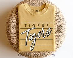 School Mascot Shirts, High School Tshirt Design, Tiger Shirts, School Spirit Shirts Designs, Tigers Svg, School Swag, Shirt Sublimation Design, School Shirt Designs, Cricut Shirts