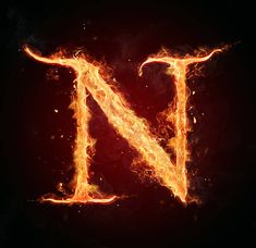 the letter n is made up of fire