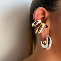 Uworld Versatile 316L Stainless Steel Thick Smooth Hoop Earrings  Boldly Chunky Ear Cuff Earrings Hollow Earrings, نظارات شمسية, Chunky Hoop Earrings, Wrap Earrings, Gold Ear Cuff, Silver Ear Cuff, Ear Cuff Earings, Ear Cuffs, Cuff Earrings