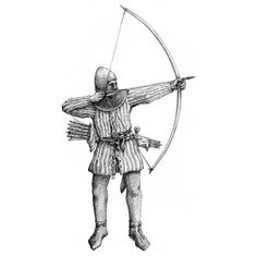 an old drawing of a man with a bow and arrow