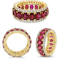 Roman & Jules 18K Yellow Gold Oval Ruby Ring with 1.70 Carat Diamonds Oval Ruby Ring, Eternal Flame, Eternity Band Diamond, Ruby Ring, Creative Arts, Love Symbols, Eternity Bands, Round Diamonds, Timeless Elegance