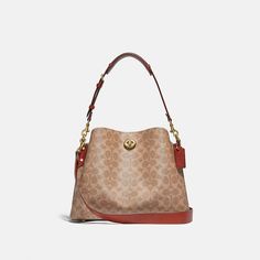 Willow Shoulder Bag In Signature Canvas | COACH® Coach Willow, Trapezoid Shape, Retro Bags, Taupe Leather, Card Pouch, Polished Pebble, Signature Canvas, Monogrammed Items, Coach Leather