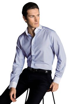 Creases drop out naturally from the lightweight woven fabric, while the smooth matt finish has a crisp look that feels modern. Winchester Guard Stripe Non-Iron Poplin Slim Fit Shirt Available in slim fit Non-iron Model is wearing a size 15H/34 Model's Height: 188cm/ 6'2 Slim Fit Blue Shirt With Buttons, Modern Blue Button-up Shirt, Slim Fit Blue Dress Shirt With Button Closure, Blue Slim Fit Shirt With Button Closure, Blue Slim Fit Button-up Shirt, Charles Tyrwhitt, Summer Wardrobe Essentials, Sports Blazer, Baby Boy Shoes