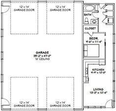 the floor plan for a two story house with garage and living room, as well as an additional bedroom