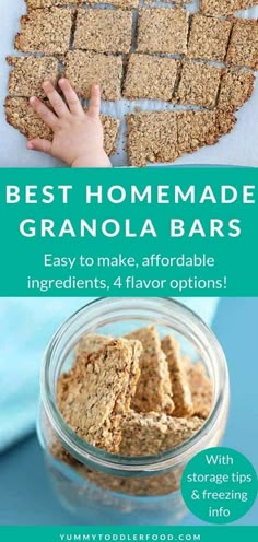 healthy homemade granola bars with text overlay