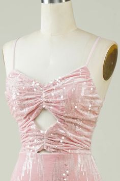 Velvet Sequins Pink Tight Homecoming Dress with Hollow-out Glitter Shorts, Pink Homecoming, Dress With Sequins, Pink Homecoming Dress, Short Homecoming Dress, Wedding Bridesmaid Dresses, Pink Velvet, Homecoming Dress, Cocktail Dress Party