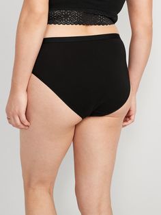 pack includes 5 pairs of bikini underwear in different colors and prints soft-brushed elastic waistband elasticized leg openings sits at belly button fitted medium coveragemachine wash according to the care instruction label Belly Button, Old Navy, High Rise, Solid Color, High Waisted, Elastic, Navy, For Women, Color