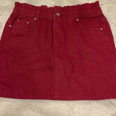 Burgundy Newbury Kustom Skirt Red Cotton Lined Skirt, Burgundy Lined Skirt, Casual Burgundy Summer Skirt, Red Skirted Bottoms With Pockets, Burgundy Lined Mini Skirt, Burgundy Mini Skirt With Lining, Burgundy Mini Skirt With Lined Detail, Red Cotton Skorted Skort, Red Cotton Skirted Skort