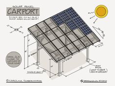 a drawing of a house with solar panels on the roof and sidewalls,