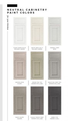 the color chart for neutral cabinetry is shown in several different colors and sizes, including white