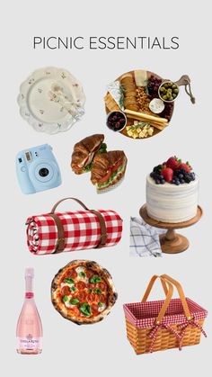 the picnic essentials are on display in this poster