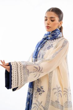 Alba Blue Silk Palazzo Set With Intricate Embroidery, Eid Cream Palazzo Set, Elegant Palazzo Set With Sheer Dupatta In Mulmul, Elegant Palazzo Set With Sheer Dupatta, Elegant Cream Cotton Palazzo Set, Bohemian Cream Sets With Dupatta, Elegant Off White Kurta With Dupatta, Bohemian Cream Set With Dupatta, Elegant Cream Cotton Anarkali Set