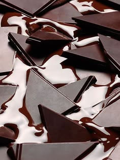 pieces of chocolate are sitting on top of each other