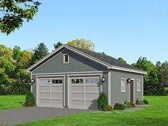 a two car garage is shown in this rendering