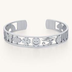 A daily reminder that you are surrounded by positive energy and good fortune, ready to face any challenge with grace and strength. Each charm on this bracelet has been carefully chosen for its symbolic power, a beautiful collection of talismans designed to keep you safe, supported, and protected in all your endeavors. Size Fully adjustable, one size fits most. Material Medical grade stainless steel. Lead free, nickel free, hypoallergenic, tarnish resistant. Gold & rose gold bracelets are 18K gol Rose Gold Bracelets, String Friendship Bracelets, Lucky Charm Bracelet, Mantra Bands, Original Necklace, 1st Birthday Gifts, 15 Gifts, Gold Bracelets, Meaningful Jewelry