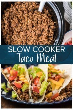 slow cooker taco meat with lettuce and tomatoes