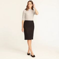 Knee Length Pencil Skirt New With Tag Black 100% Wool