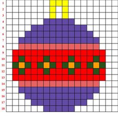 a cross stitch pattern with an orange, yellow and purple heart on it's side