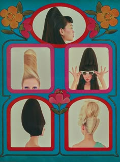 an image of four women with different hair styles on the front and back of their heads