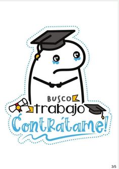 a sticker with a cartoon character wearing a graduation cap