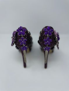 Purple Custom Crystal Pumps - Etsy Glamorous Purple Closed Toe Heels, Glamorous Purple High Heels, Luxury Purple Heels With 4-inch Heel, Luxury Purple Pointed Toe Heels, Luxury Purple Evening Heels, Purple Crystal Embellished Evening Heels, Purple Crystal Embellished Heels For Evening, Purple Embellished Open Toe Heels, Luxury Purple Closed Toe Heels