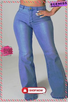 Blue Fashion Casual Solid Ripped Plus Size Jeans Blue Wide Leg Pants With Zipper Closure, Blue Wide-leg Pants With Zipper Closure, Blue Wide Leg Bottoms With Zip Fly, Casual Blue Bottoms With Zipper Closure, Casual Blue Pants With Zipper Closure, Light Wash Bottoms With Zipper Closure For Fall, Fall Light Wash Bottoms With Zipper Closure, Blue Pants With Zipper Closure For Spring, Blue Spring Pants With Zipper Closure