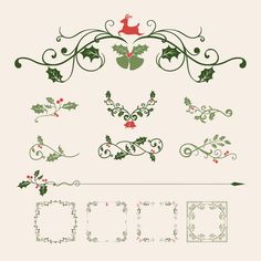 christmas holly and mist design elements