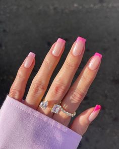 50+ Stunning Pink Spring Nail Designs You Need To Try; french tip nails pink! This includes pink spring nails 2023, pink spring nails design, pink spring nails acrylic, pink spring nails short, pink spring nails coffin, pink spring nails almond, pink spring nail ideas & more! This also includes pink spring nail art, pink nails, spring nails, pink nails designs, spring nails designs, pink nails ideas, spring nail art, spring nail colors, pink nail art & more! #pinkspringnails #pinknails Vacation Nail Designs, French Tip Gel Nails, Short French Tip Nails, Pastel Nails Designs, Trendy Nail Art Designs, French Tip Acrylic Nails, French Nail Designs