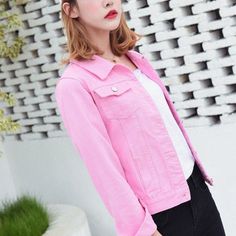 New Women's Jacket Light Blue Bomber Short Jeans Jacket Casual Outwear – GaGodeal Fitted Denim Jacket, Loose Jeans, Short Jeans, Denim Jackets, Summer Casual