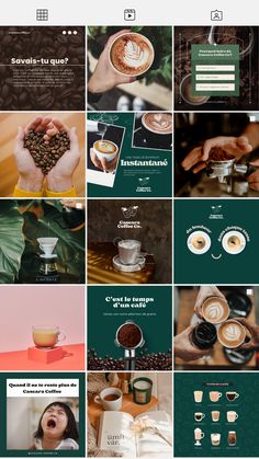 a collage of coffee images with the caption's above them and below it