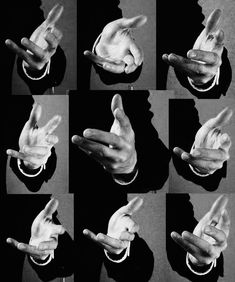 multiple images of hands making the middle finger sign