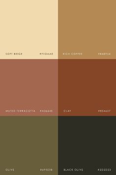 four different shades of brown, beige and black with the same color scheme in each