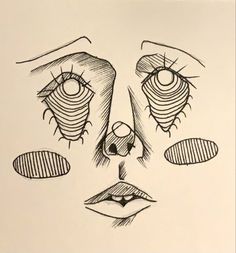 a drawing of a person's face with different eyes