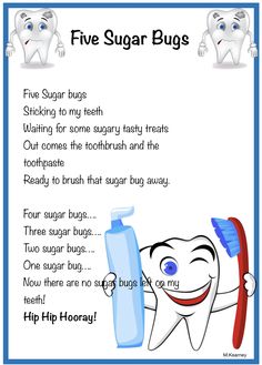 a cartoon toothbrush and toothpaste with the words five sugar bugs on it