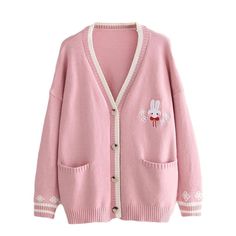 New Japanese Cute Rabbit Embroidered Cardigan Sweater Junior S Please Check Measurements, Fits Like A Junior Small. It Is Tagged As One Size Cotton Machine Wash, Hand Wash Only Button Weave Type Knit About This Item Material: This Kawaii Rabbit Cardigan Is Made Of High Quality Fabric, Soft, Skin-Friendly, Lightweight, Casual And Comfortable To Wear. Features: Color Block, Cute Rabbit Embroiery, Button Down, Floral Print, Two Front Pockets, V Neck Knit Cardigan For Women/Juniors/Teen Girls. Occas School Cosplay, Cardigan Rosa, Kawaii Rabbit, Bunny Embroidery, Embroidery Sweater, Cute Cardigans, Embroidered Cardigan, Preppy Look, Knit Cardigan Sweater