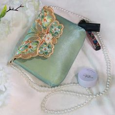 Diy Bags No Sew, Dark Green Blue, Kids Tutu, Butterfly And Flower, Butterfly Bags, Fashion Guide, Potli Bags, Butterfly Embroidery, Fancy Bags