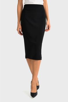 Joseph Ribkoff Black Skirt Long Black Pencil Skirt, Long Pencil Skirt, Joseph Ribkoff Dresses, Classic Skirts, Pleated Long Skirt, Slip Skirts, High Waisted Pencil Skirt, Outfits Spring, Skirt Style