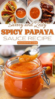 Spicy Papaya Sauce Recipe With Baby Back Ribs Apricot Filling Recipe, Apricot Filling, Babyback Ribs Recipe, Recipe For Baby, Pulp Recipe, Rib Sauce, Hot Sauce Recipes