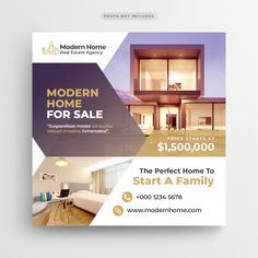 a modern home for sale flyer is shown