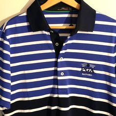 Great Shirt New W Tags 2016 Pga Championship @ Baltusrol Medium Awesome Look Classic Striped Tops For Golf, Striped Cotton Tops For Golf, Casual Navy Tops For Golf, Navy Cotton Golf Tops, Navy Cotton Sports Top, Pga Championship, Ralph Lauren Blue, Ralph Lauren Shirt, Black Blue